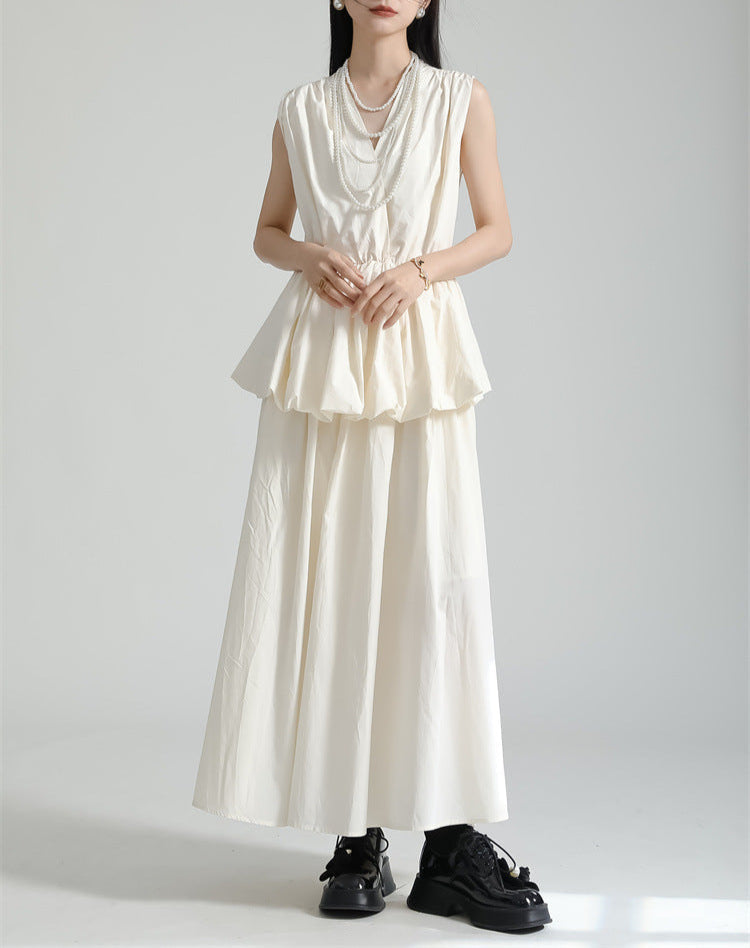 Sleeveless peplum suit with gathered waist - OPHELIW