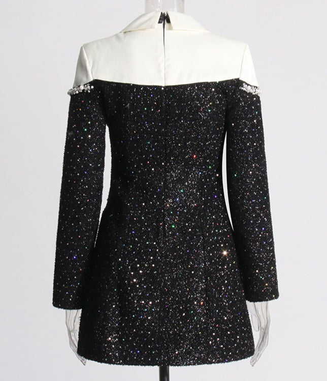 Pearl-embellished tweed mini dress – Ghashia