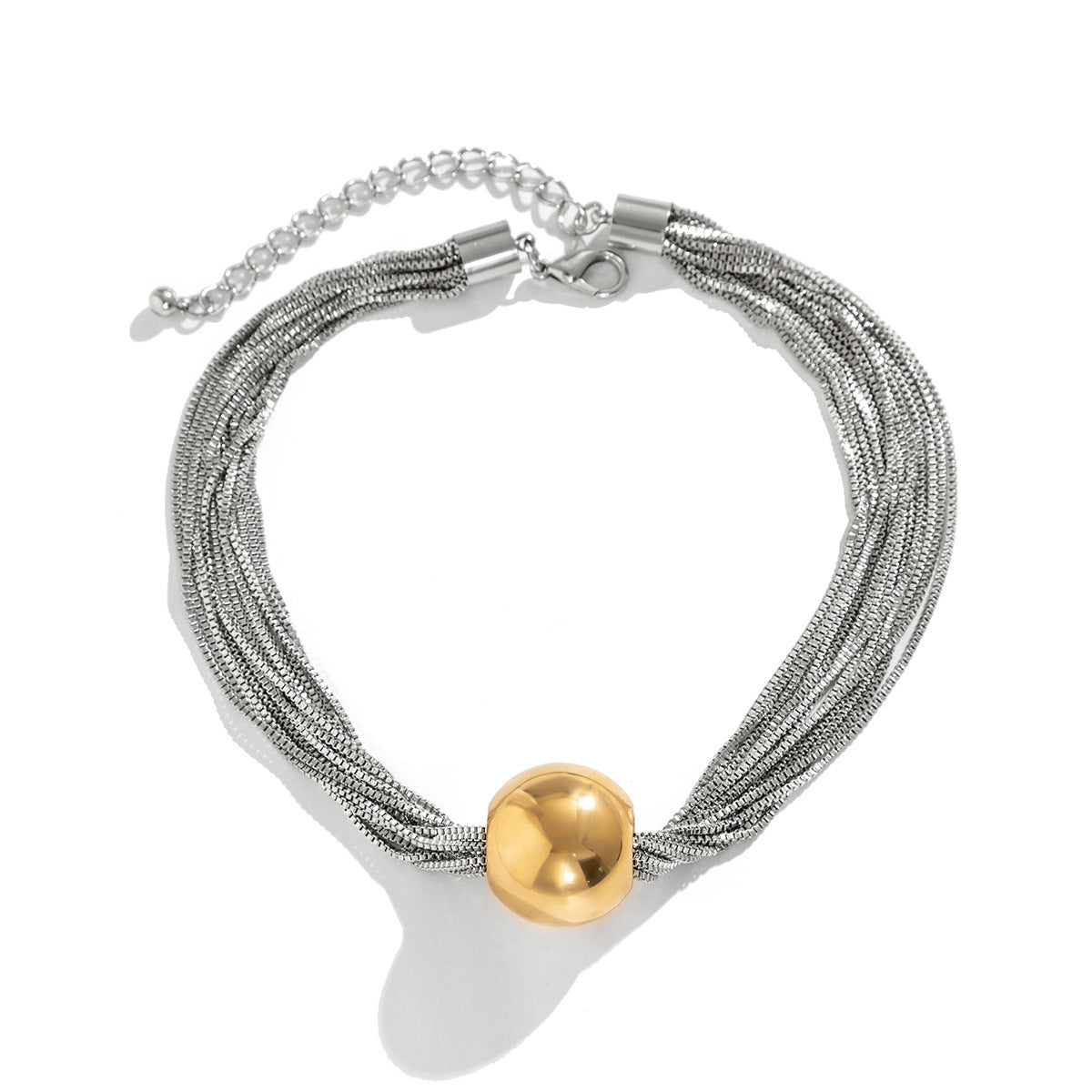 Multi-strand chain necklace with statement orb - Ajiby