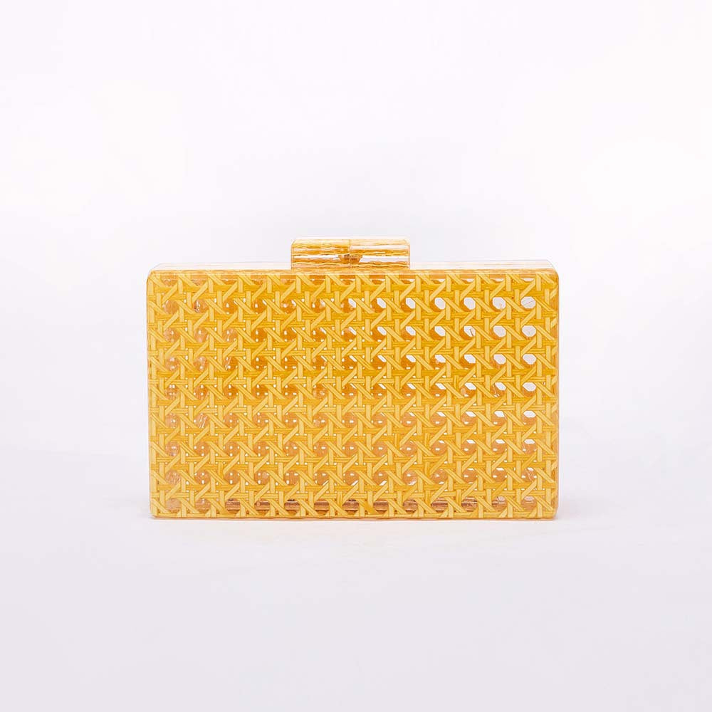 Rectangular box clutch with beaded edges - Irtinu