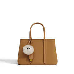 structured top handle bag with fur charm and scarf wrap - NORCA
