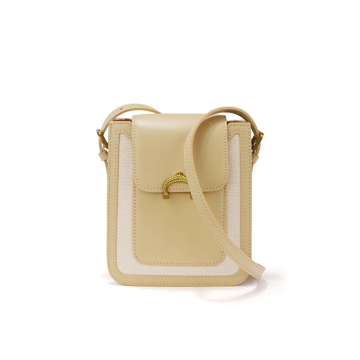 structured two-tone mini crossbody with gold hardware - ALYZA
