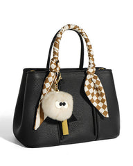 structured top handle bag with fur charm and scarf wrap - NORCA