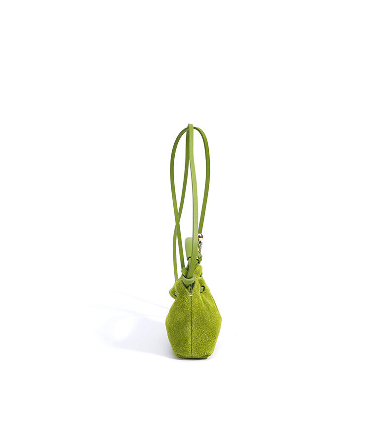 mini suede drawstring bag with top handle - ELVA
