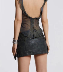 leather mini skirt with oversized buckle detail - Firwxdt