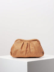 Ruched straw clutch bag with soft silhouette - Ondri