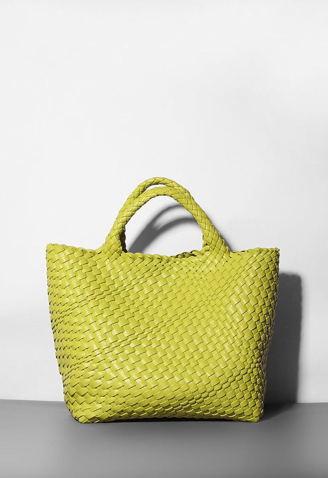 woven leather tote bag with top handles - Aaatrti