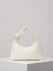 Knotted handle shoulder bag in woven cream raffia - Rutri