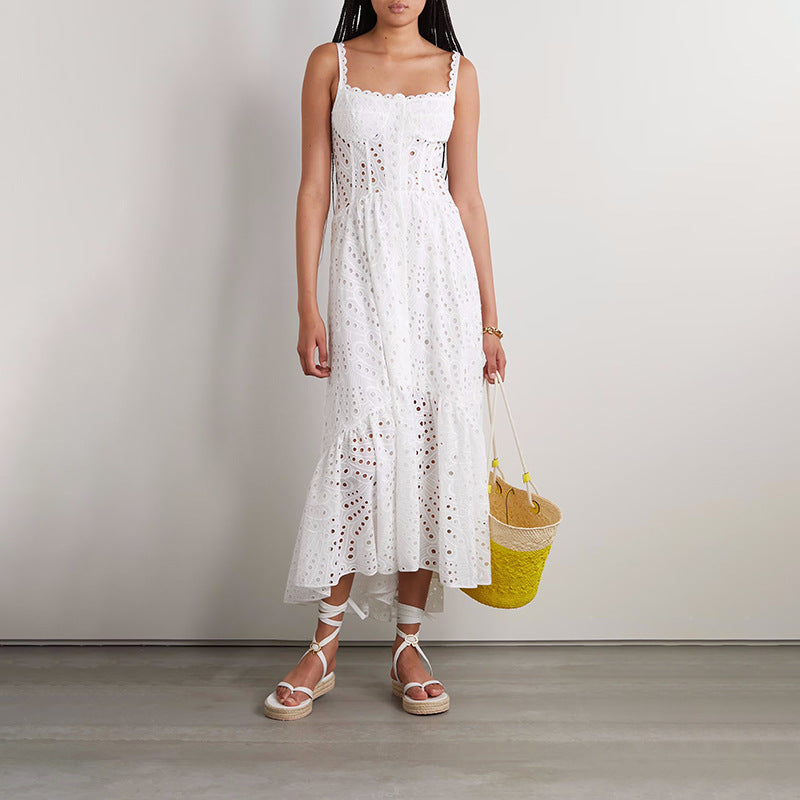 printed ruffle-hem sundress with spaghetti straps – Callisto