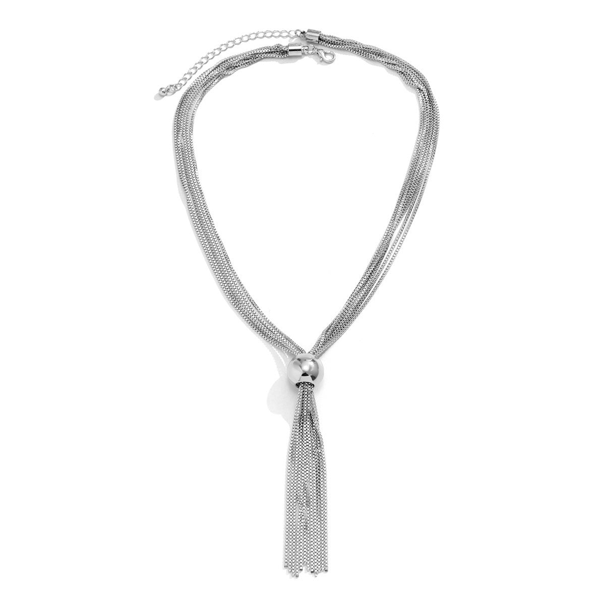 Multi-strand chain necklace with metallic tassel pendant - Olitu
