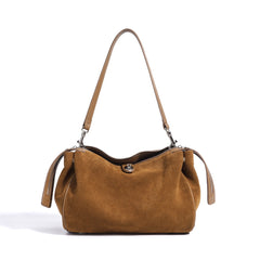 suede shoulder bag with curved zipper detail – TERRA