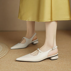 nude leather slingback flats with sculpted heel – MIRELLE