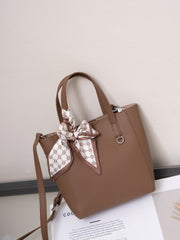 structured mini tote with printed bow scarf - MIRAV