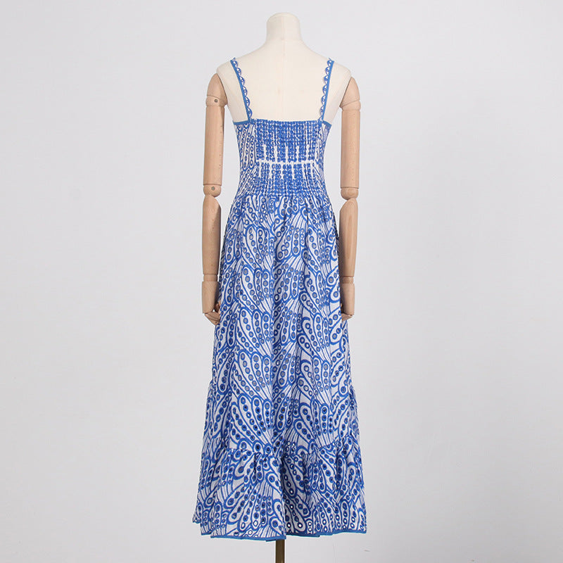 printed ruffle-hem sundress with spaghetti straps – Callisto