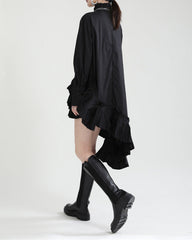 Long-sleeved shirt with ruffled hem and pleated panels - Rulki