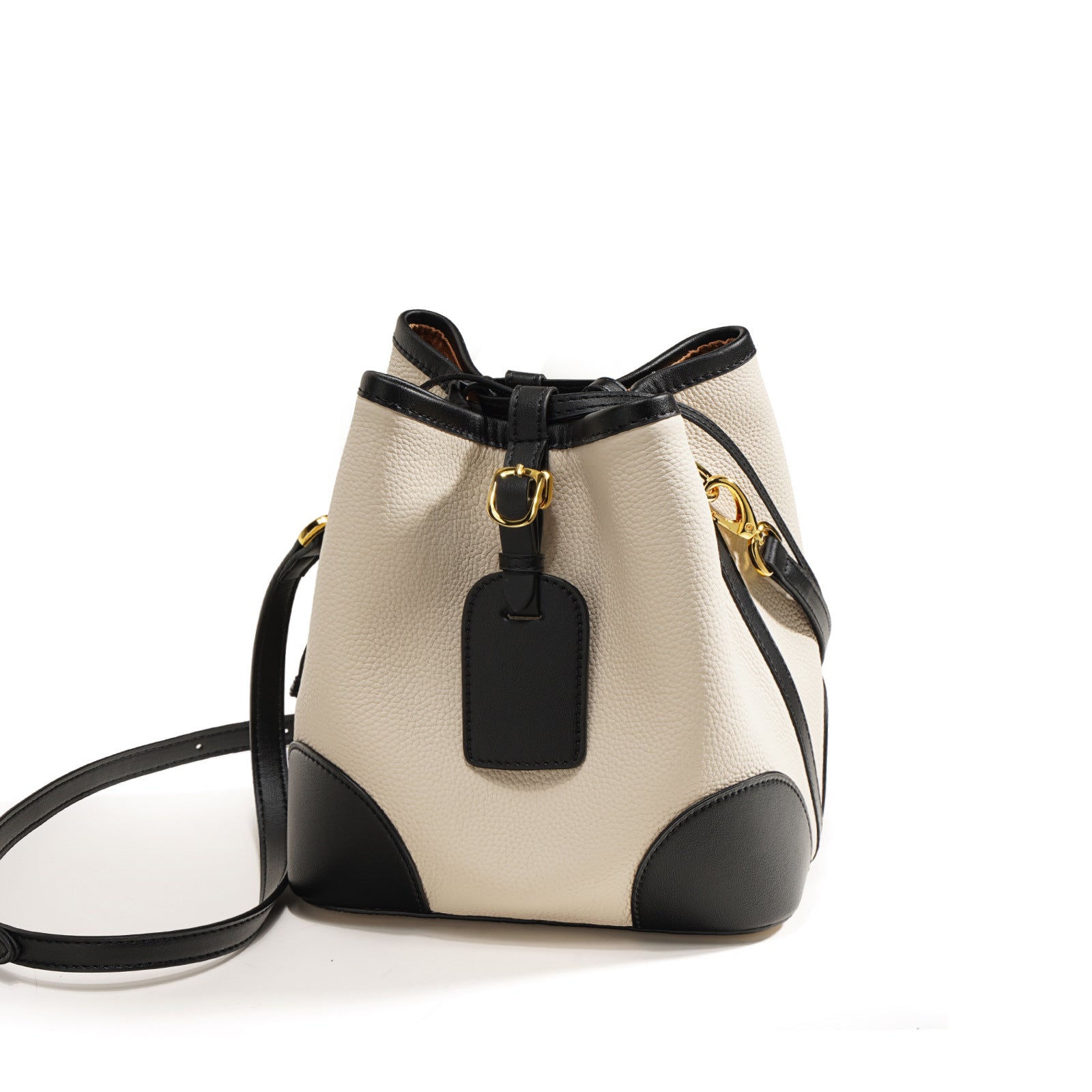 drawstring bucket bag with contrast trims - LUYRA
