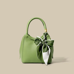 pebble-textured handbag with printed scarf detail - MALIA