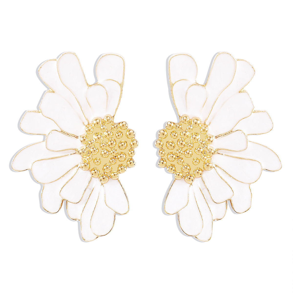 enamel daisy stud earring with gold beaded center – FLORENCE