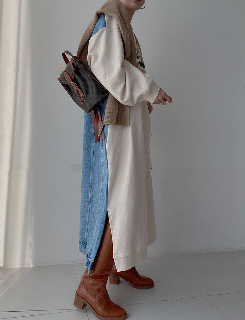oversized sweatshirt dress with text print – Faeiqa