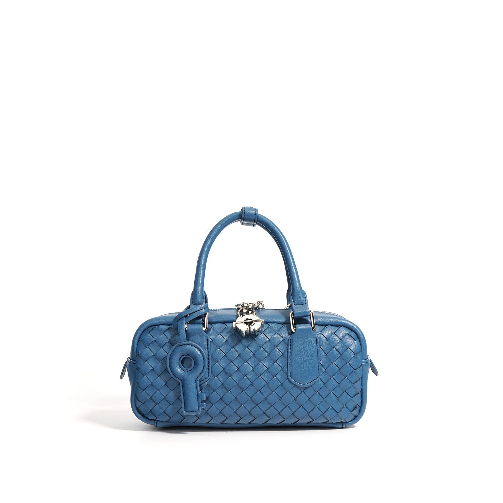 mini woven top-handle bag with lock charm - RIVKA