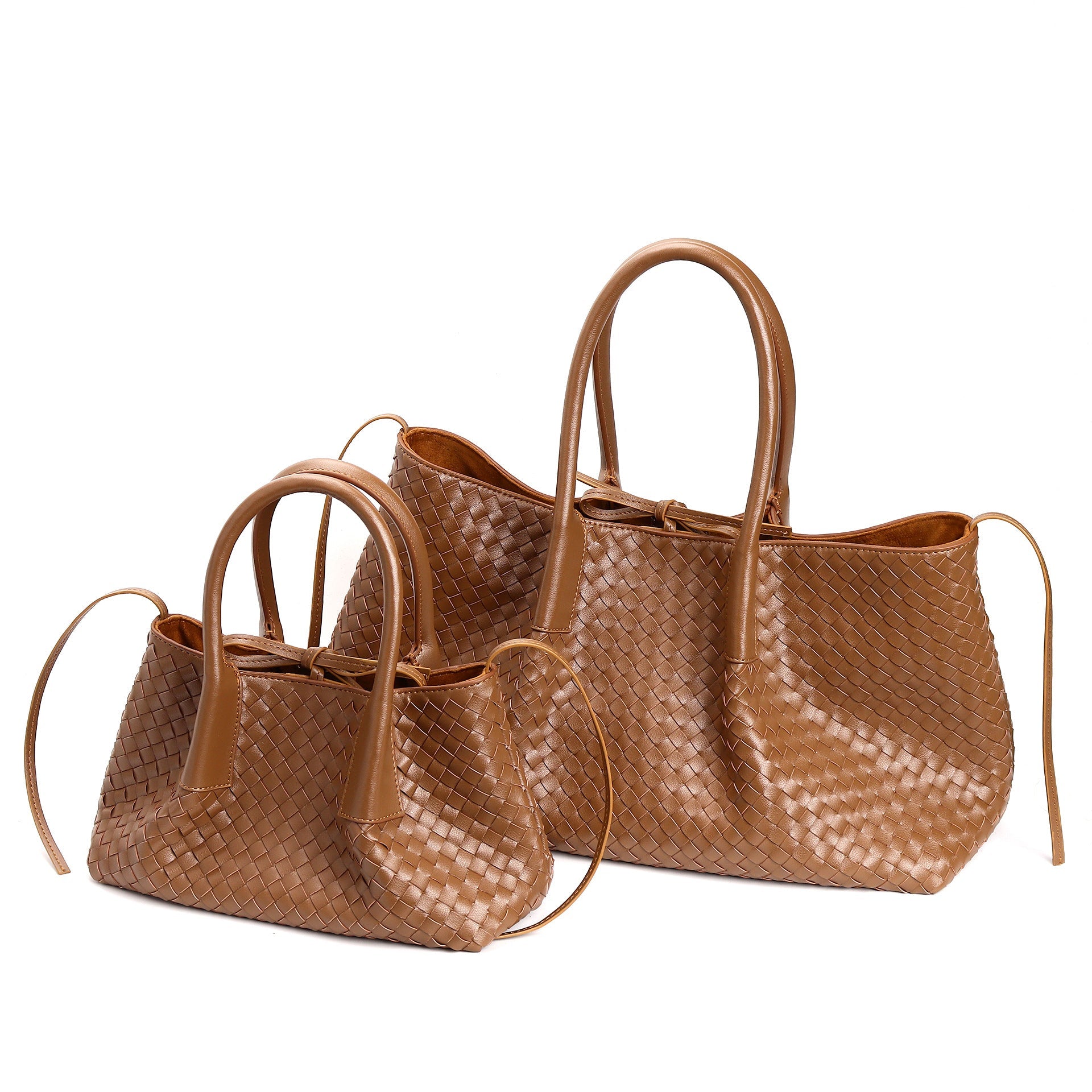 woven leather mini tote bag with tie closure - LIQTA
