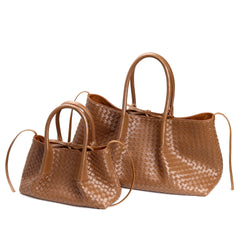 woven leather mini tote bag with tie closure - LIQTA