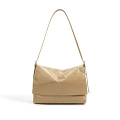 fold-over shoulder bag in glossy leather - KAIR