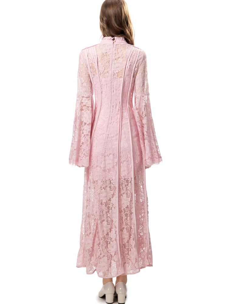 lace flared-sleeve maxi dress – Furoozan