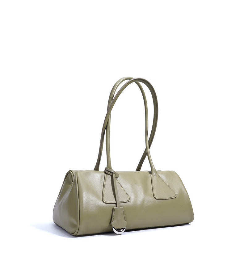structured barrel shoulder bag in camel – LYRA