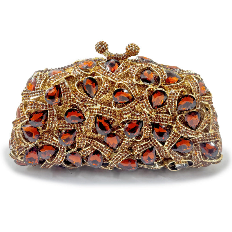 Rhinestone-encrusted evening clutch with heart-shaped jewels - Venium