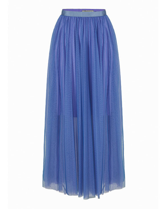 Sheer tulle maxi skirt with satin waistband – Afty