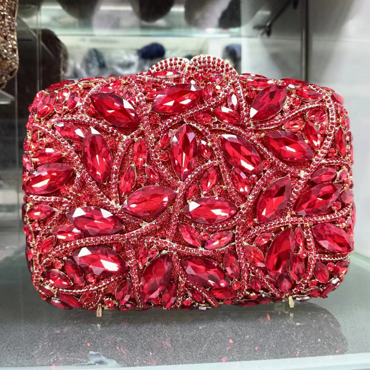 crystal embellished clutch with floral design - Enduri