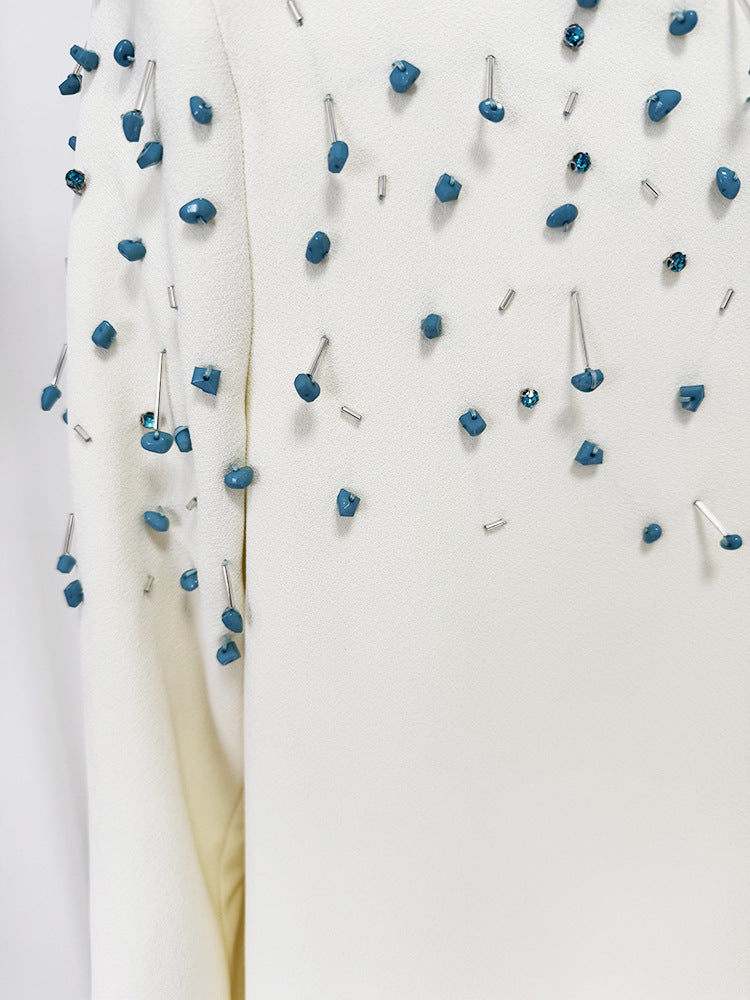 embellished neckline gown with long sleeves – Ylana