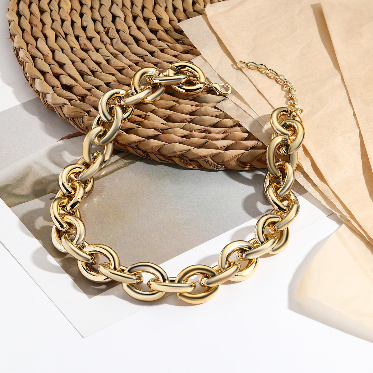 Chunky rounded link necklace with polished finish - Artugi
