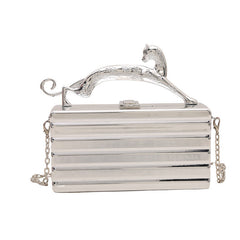 Metallic cat handle box clutch - Libry