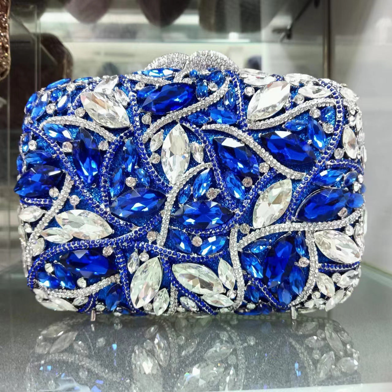 crystal embellished clutch with floral design - Enduri