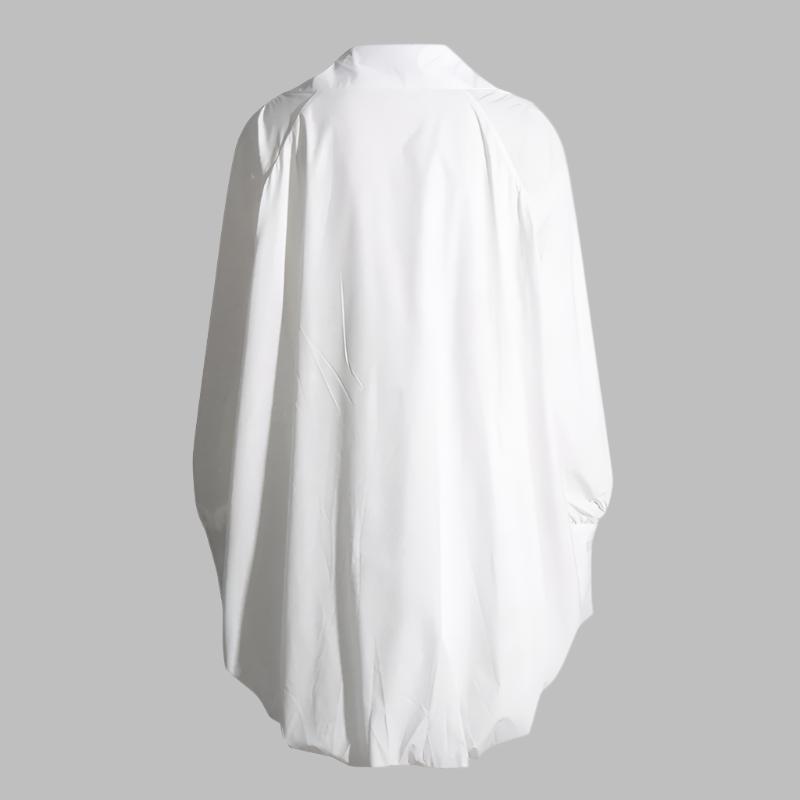 long-sleeve cropped blouse with ruched hem - Fenok