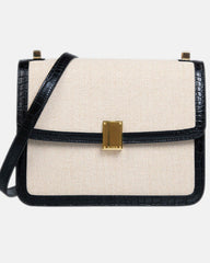 structured canvas crossbody bag with croc-trim details – SUJEN