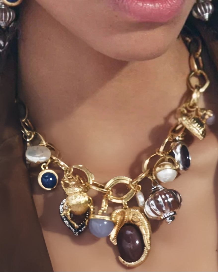 Thick Necklace with Selective Gemstone Charm - Ciltu