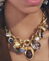 Thick Necklace with Selective Gemstone Charm - Ciltu