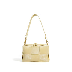 metallic patchwork shoulder bag with gold hardware – STELLA
