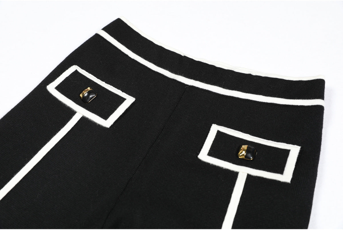 long sleeve tailored suit with contrast piping - DORRAZLI
