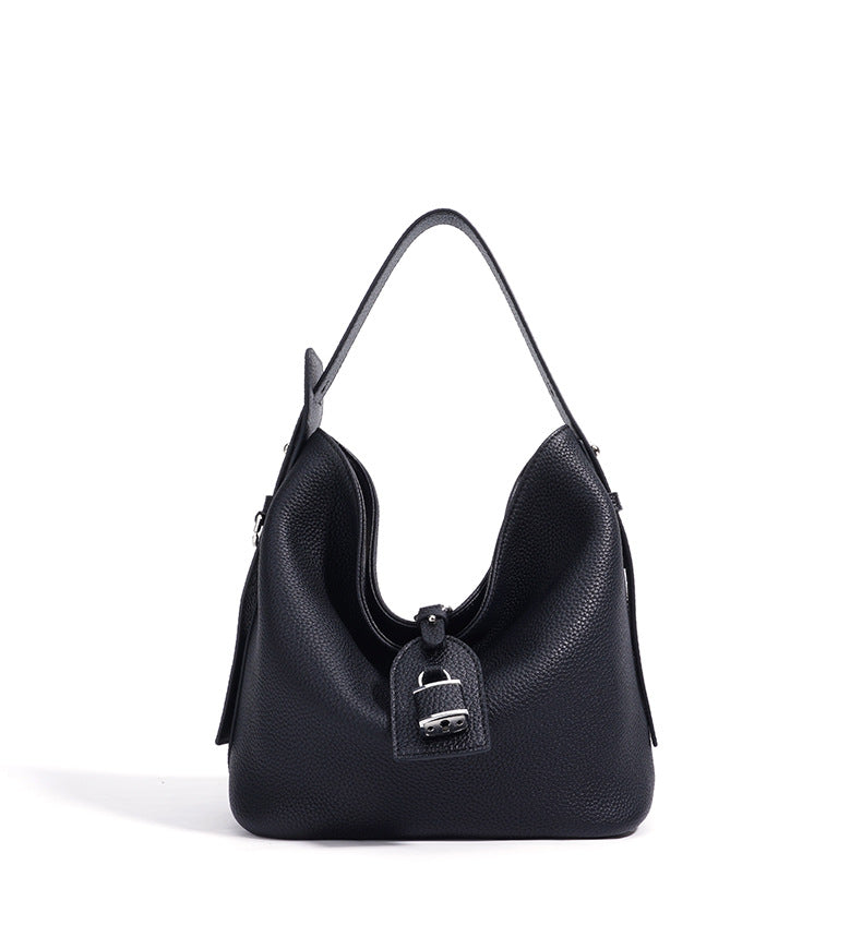 Soft Leather Shoulder Bag with Contrast Trim – SIENA