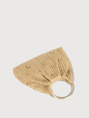 Beaded raffia bag with metal ring handle - Burfi