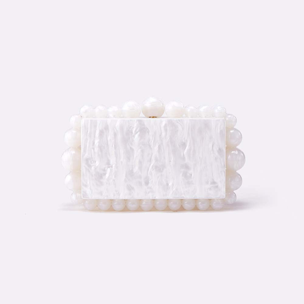 Rectangular marbled clutch with pearl accents - Minsu