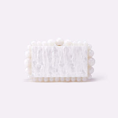 Rectangular marbled clutch with pearl accents - Minsu
