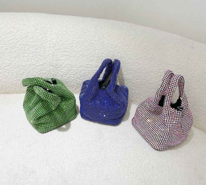 crystal-embellished knotted-handle evening bag - Eromidc