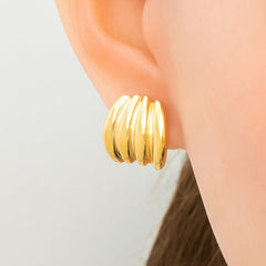 molten gold clip earrings with abstract pearl drops – ELARA