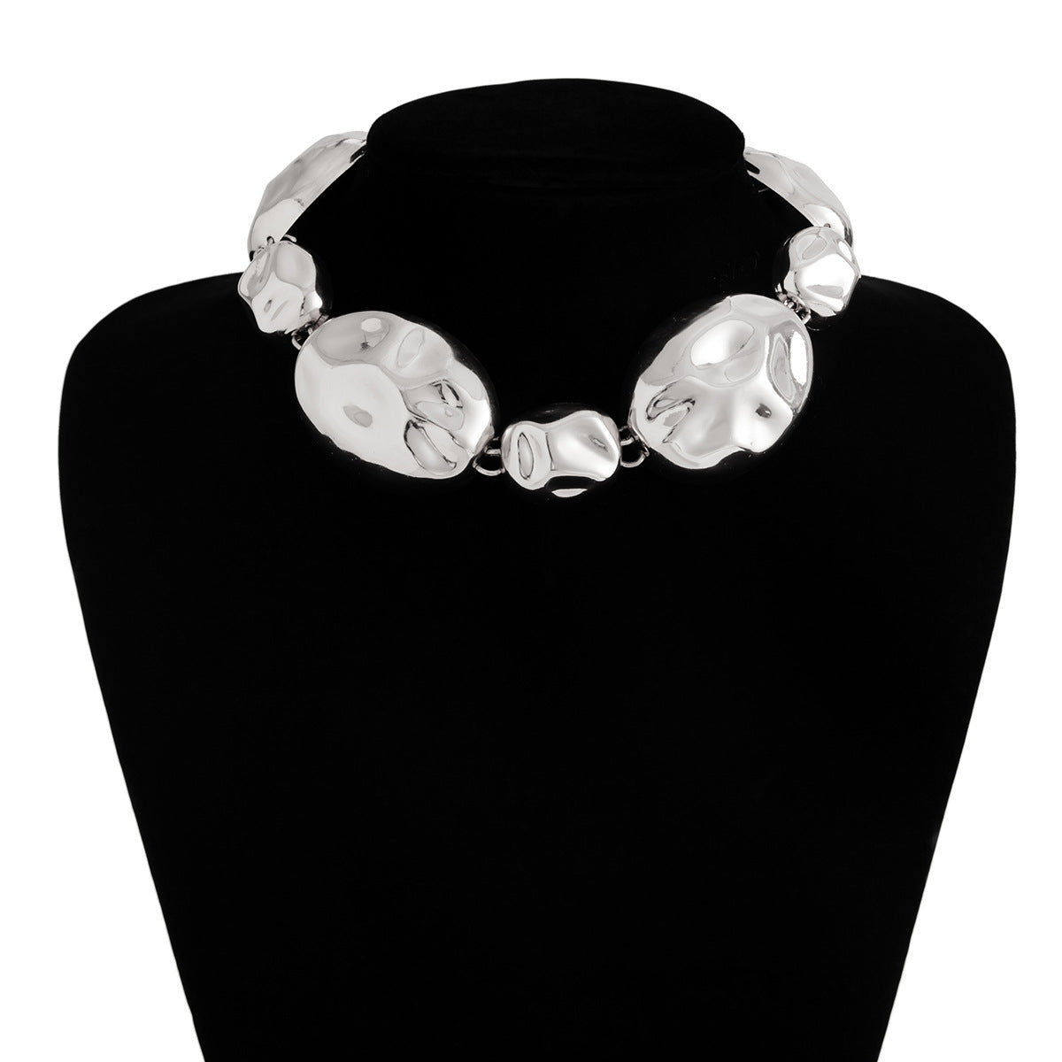 Chunky hammered oval necklace with organic links - Mastil