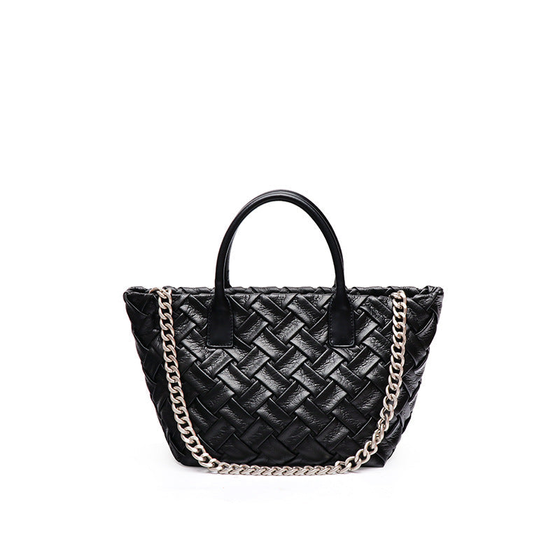 quilted woven tote with chain strap – DAKOTA